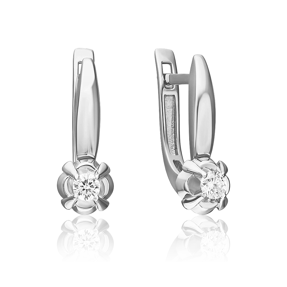 White gold clasp earrings with diamond-005