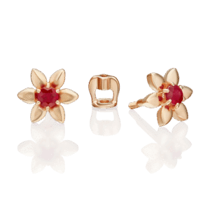 Stud Earrings in Rose Gold with Ruby-062