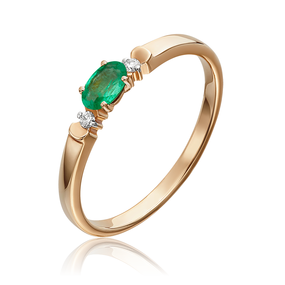 rose gold ring with emerald and diamonds-087