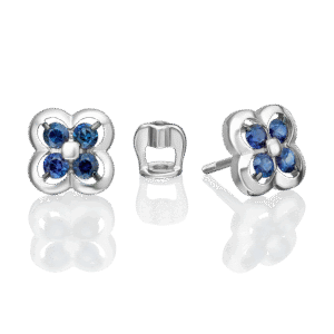 Stud earrings in white gold with sapphires-019
