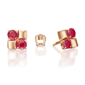 Stud Earrings in Rose Gold with Rubies-047