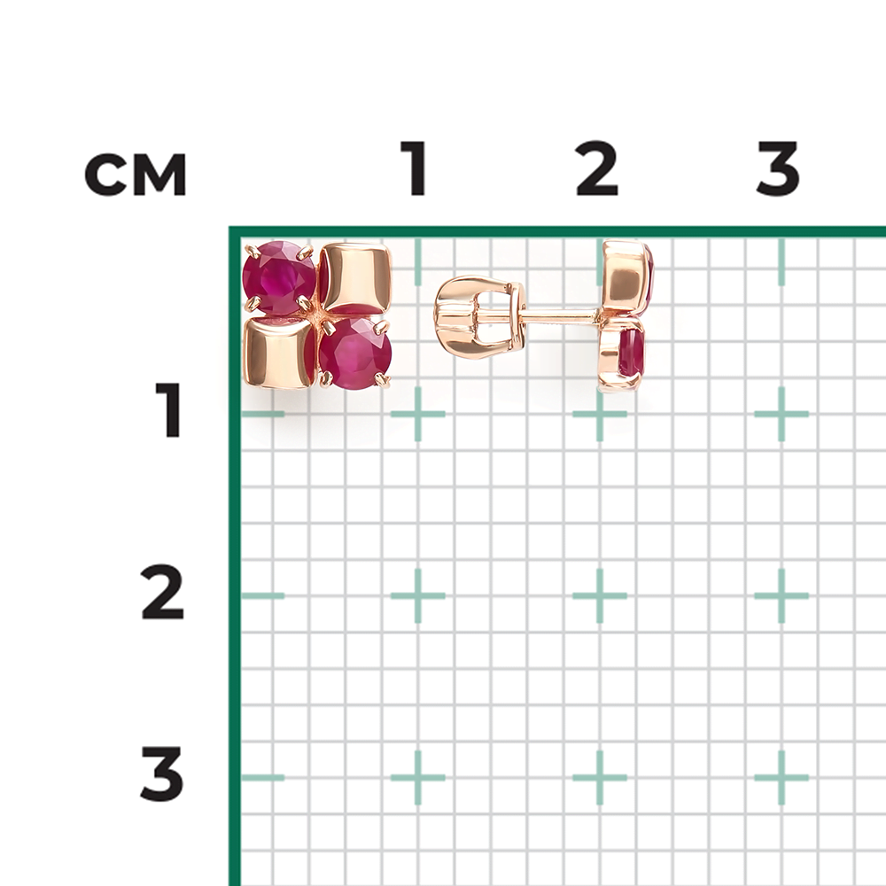 Stud Earrings in Rose Gold with Rubies-047