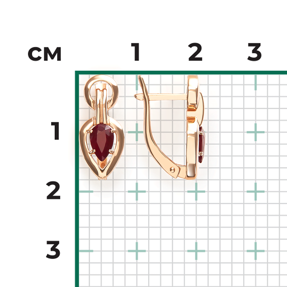 English lock earrings in red gold with ruby-051