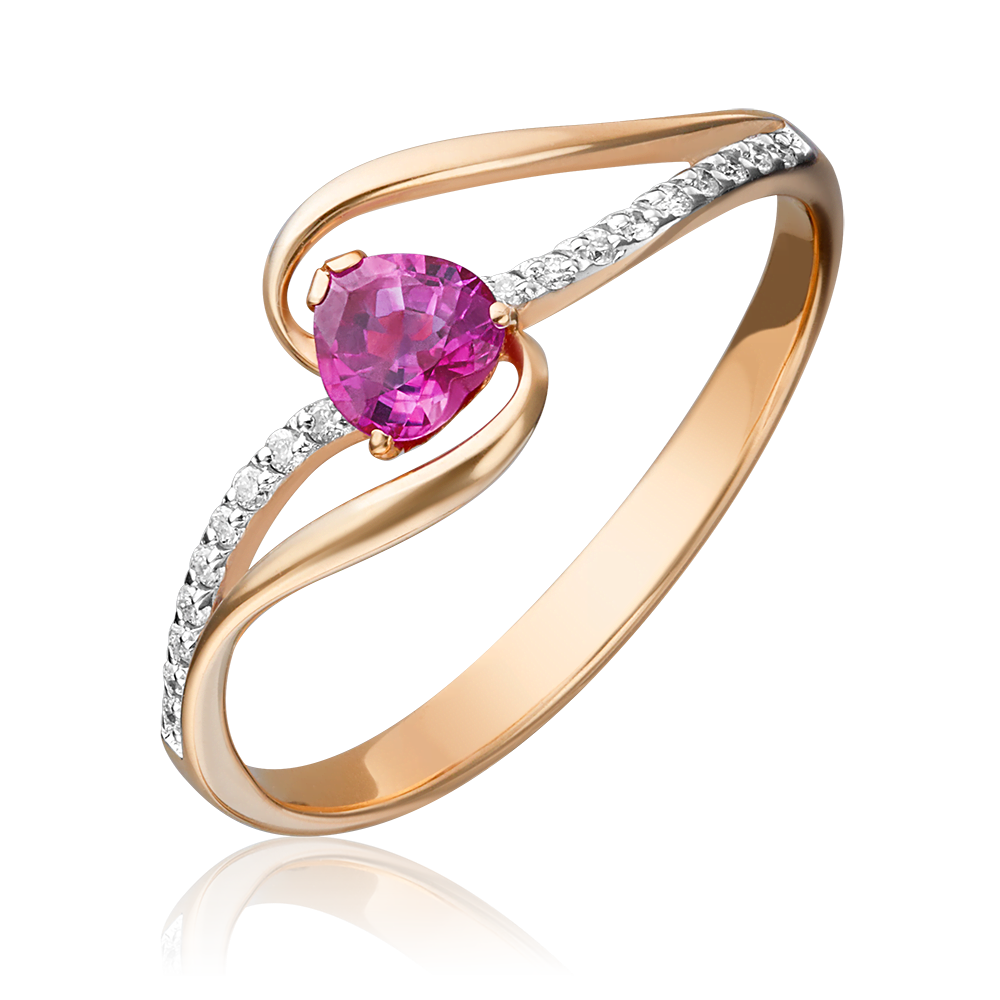 Red gold ruby diamond ring-016