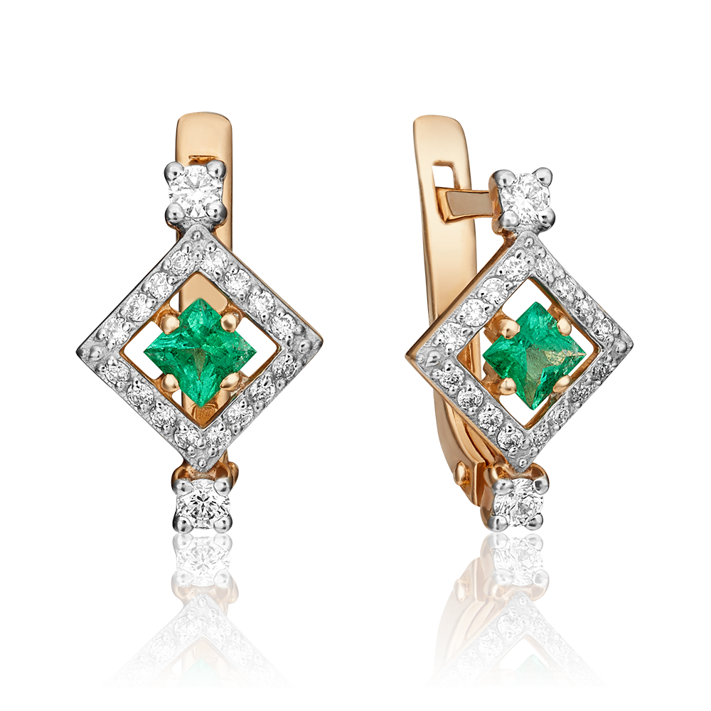 English lock earrings in red gold emerald and diamonds-025