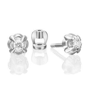 Stud Earrings in white gold with a diamond-028