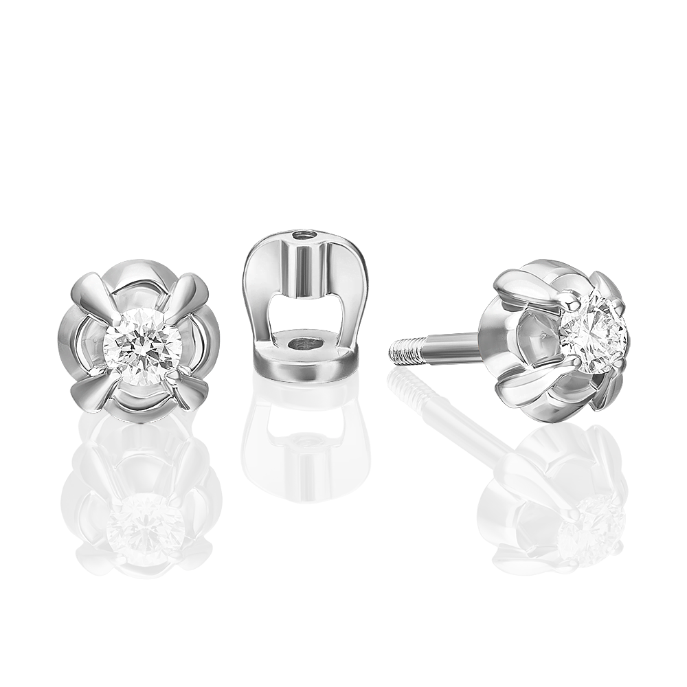 Stud Earrings in white gold with a diamond-028