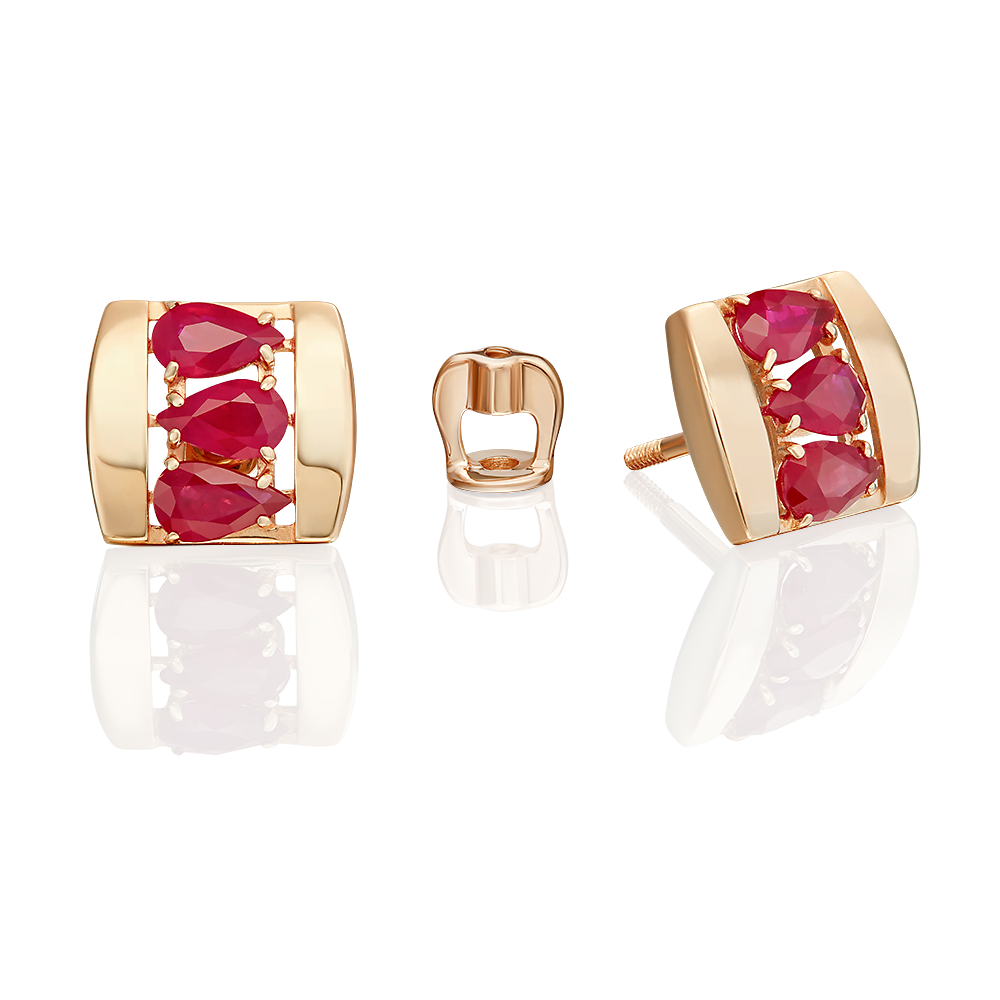 Stud Earrings with Rubies-018