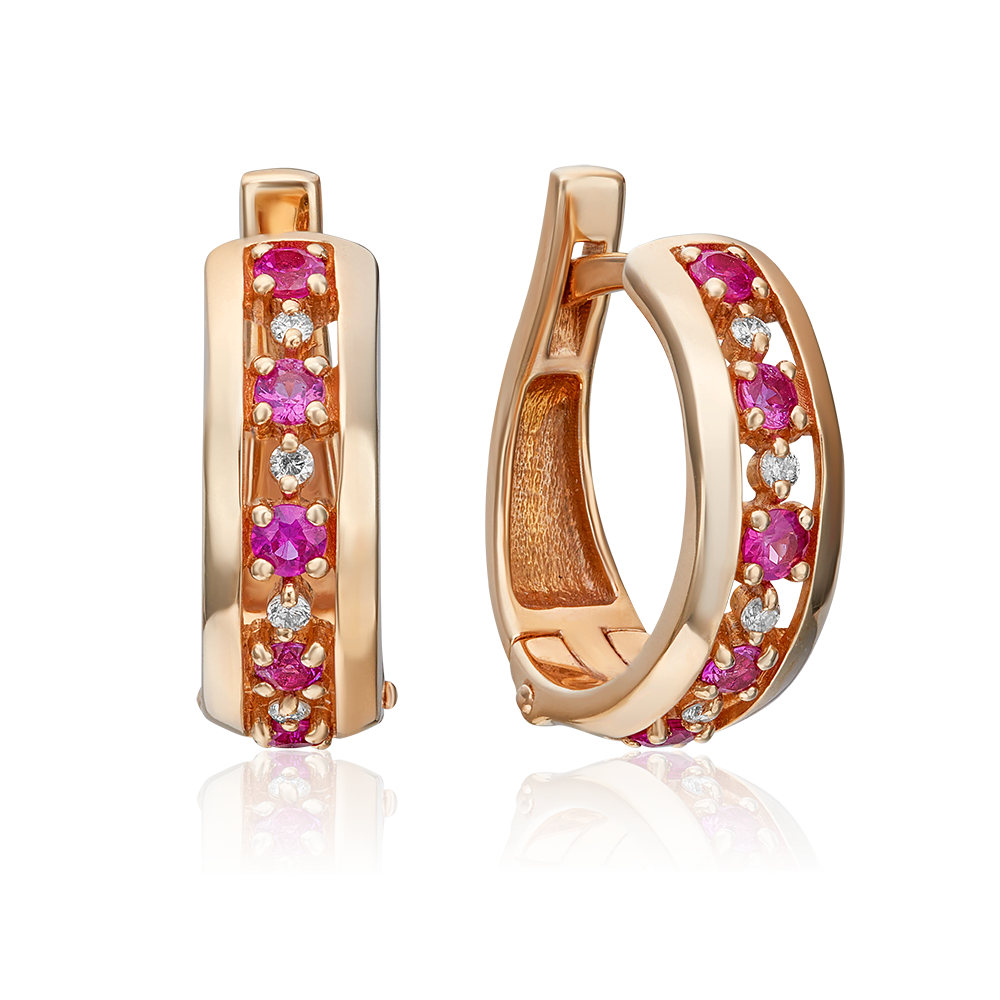 English Lock Earrings in Rose Gold with Rubies and diamonds-033