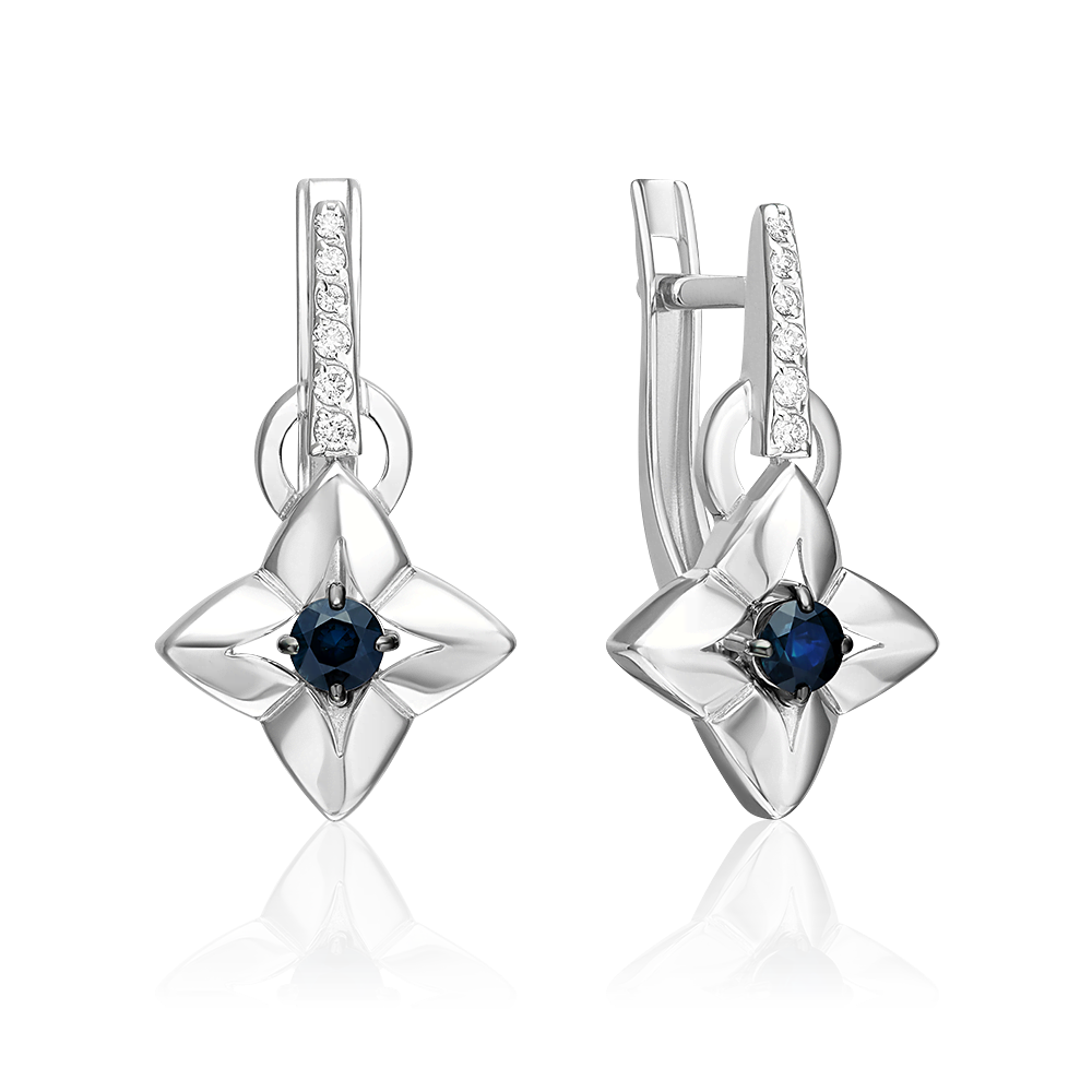 English lock earrings in white gold with sapphire and diamonds-066