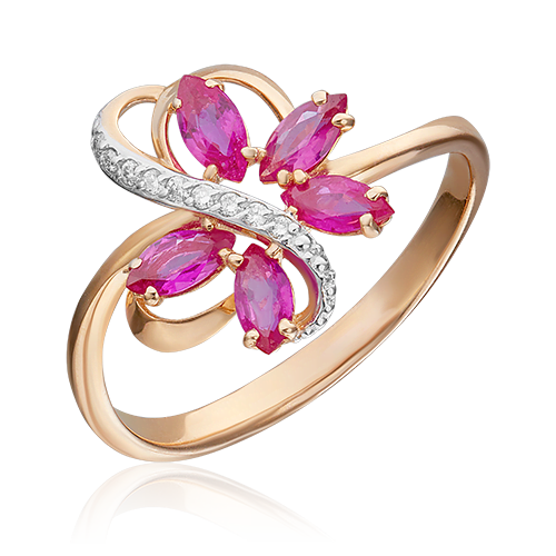 Rose gold ring with rubies and diamonds-026