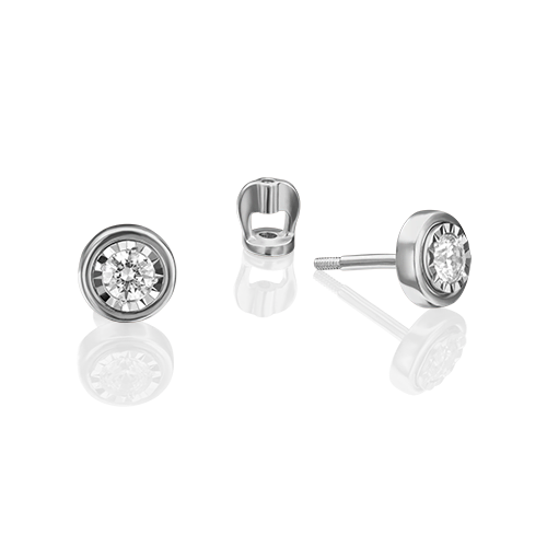 Stud earrings in white gold with a diamond-042