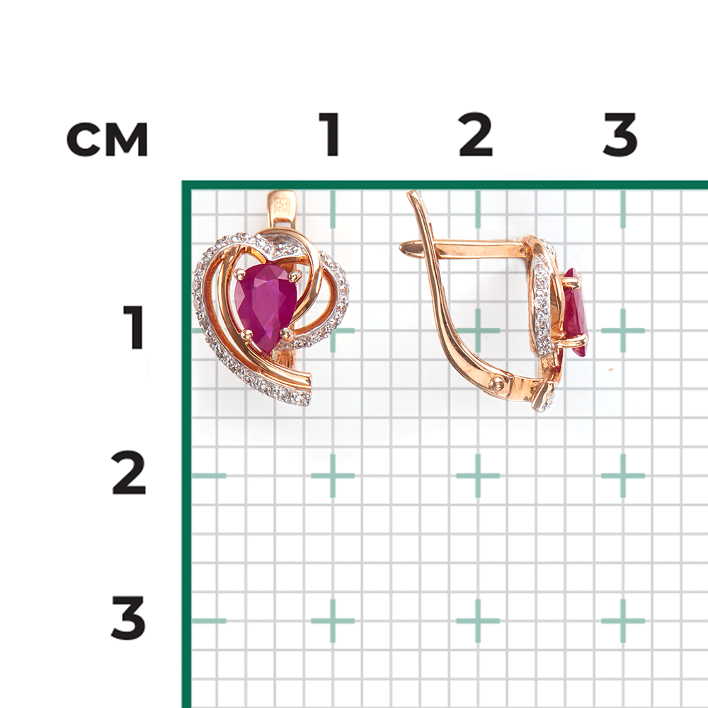 English Lock Earrings in Rose gold with ruby and Diamonds-031