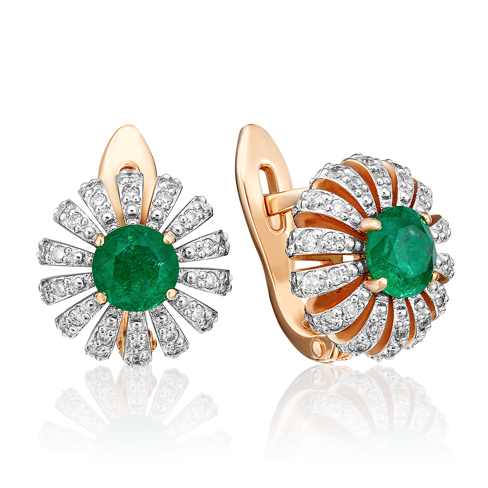 English lock earrings in rose gold emerald and diamonds
-020