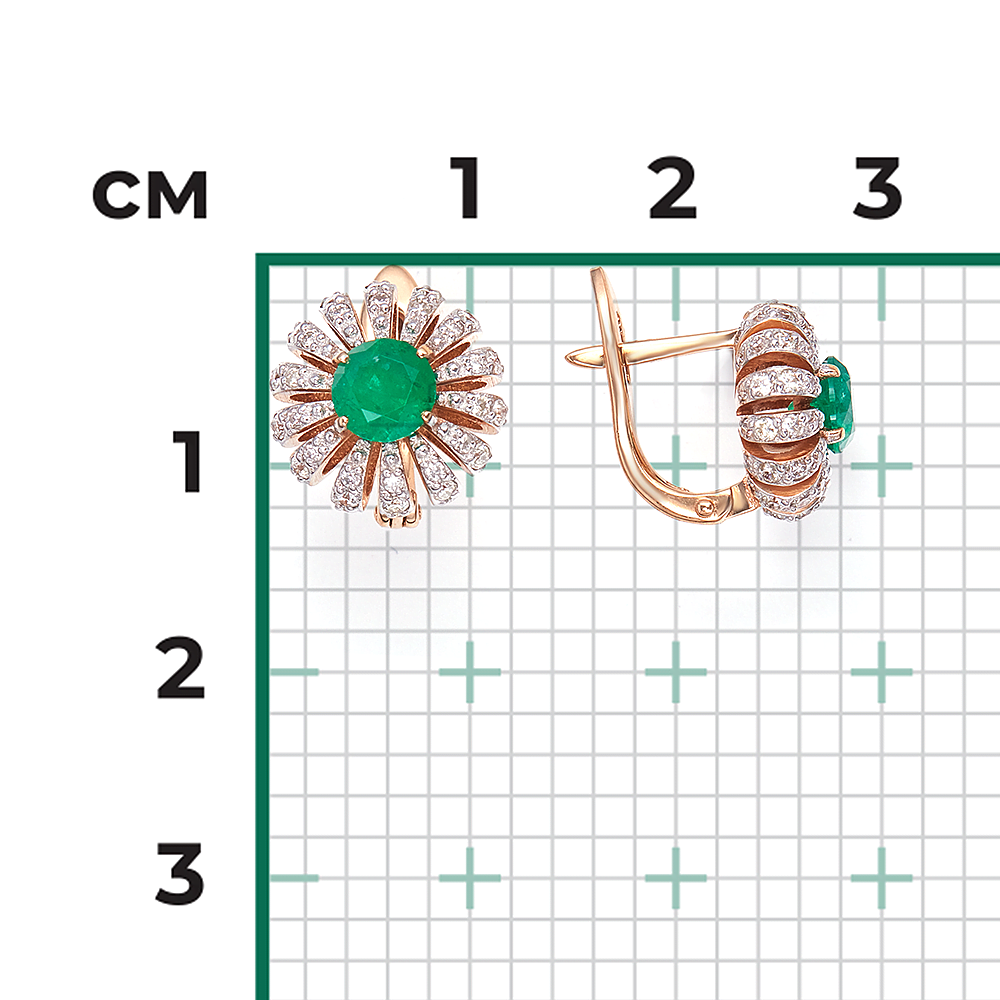 English lock earrings in rose gold emerald and diamonds
-020
