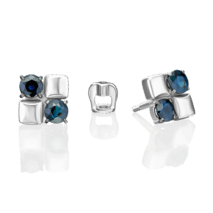Stud Earrings in White Gold with Sapphires-038