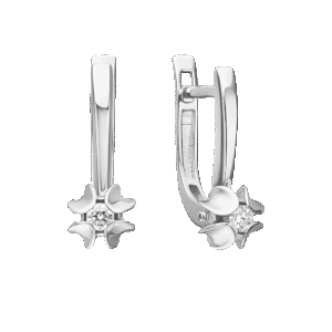 White Gold Diamond English Lock Earrings-027
