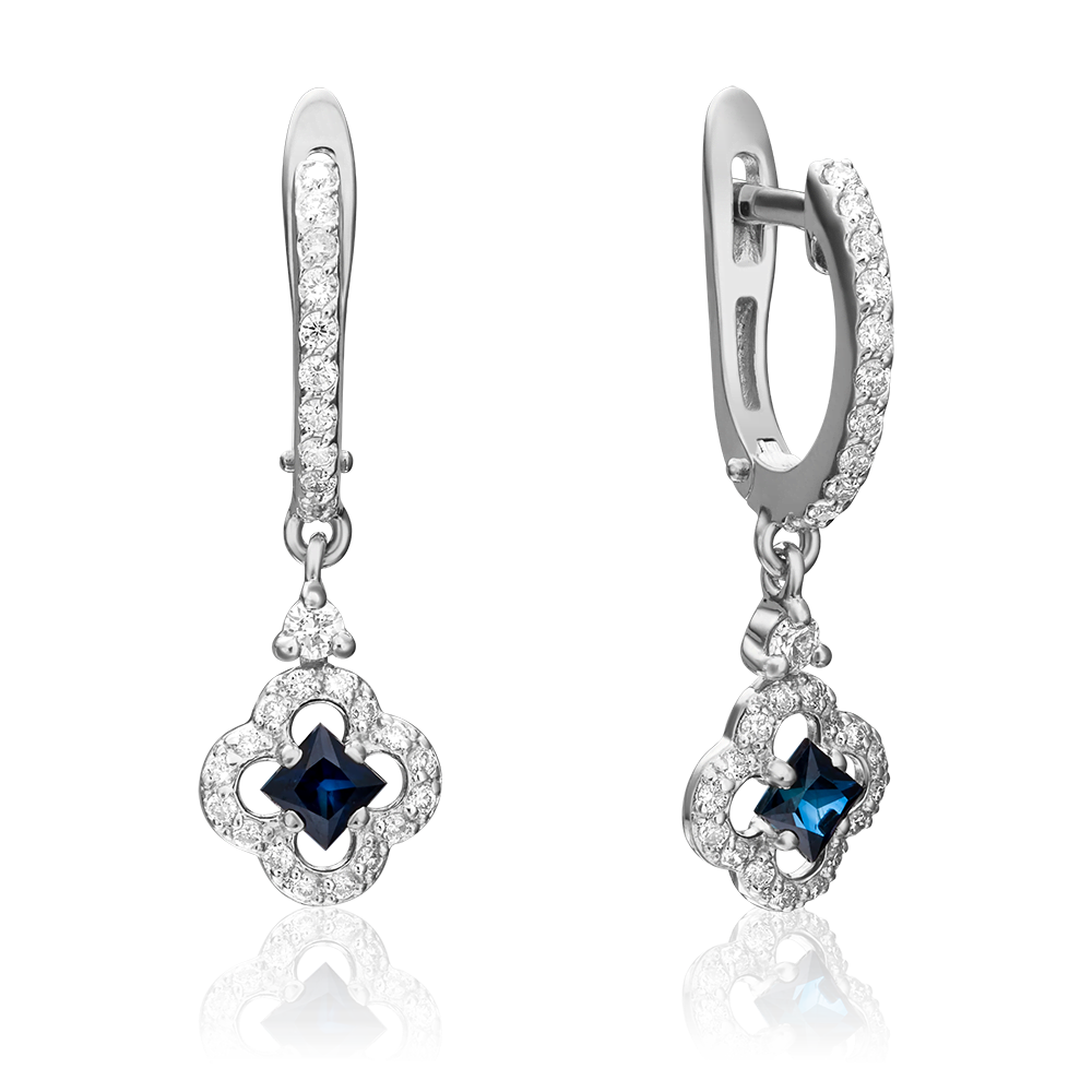 English lock earrings in white gold with sapphire and diamonds-048
