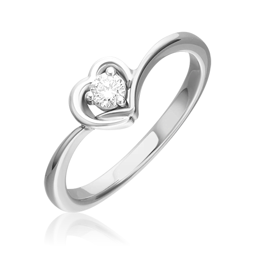 White Gold Diamond Ring in Heart -044
