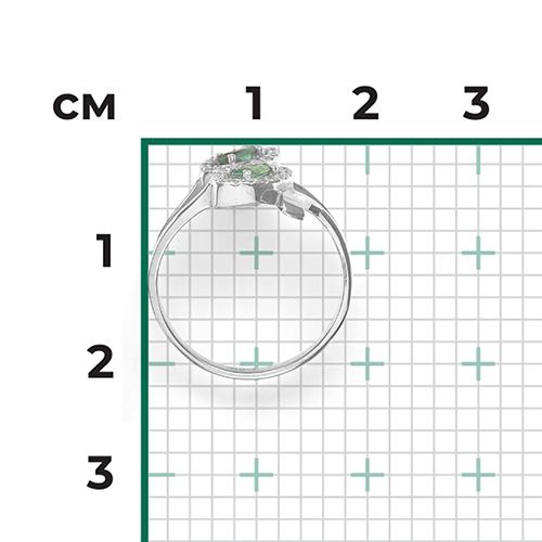 White gold ring with emeralds and diamonds-095
