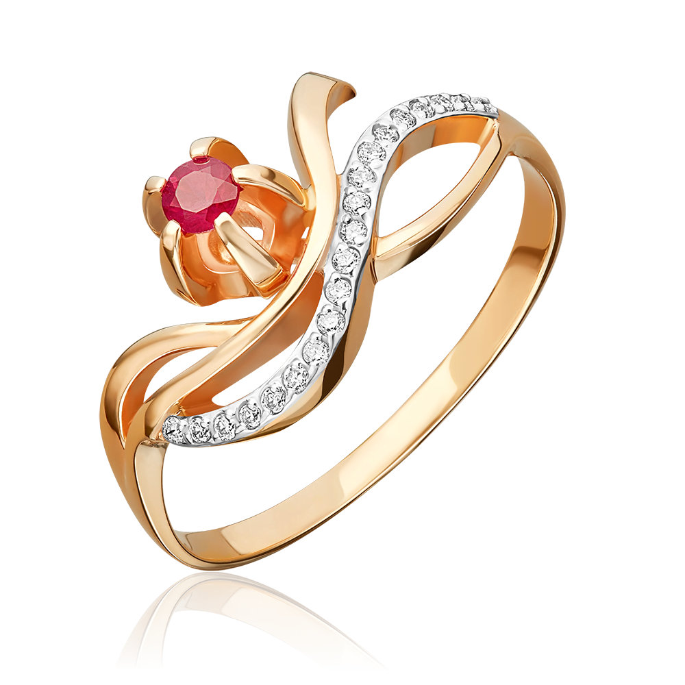 Rose gold ruby diamond ring-003