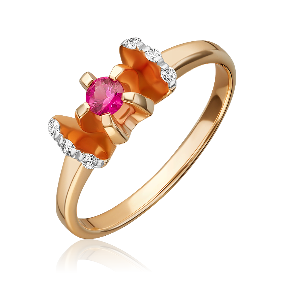 Rose gold ruby diamond ring-005