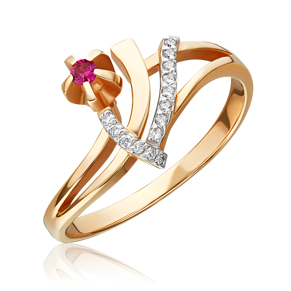 Rose gold ruby diamond ring-022