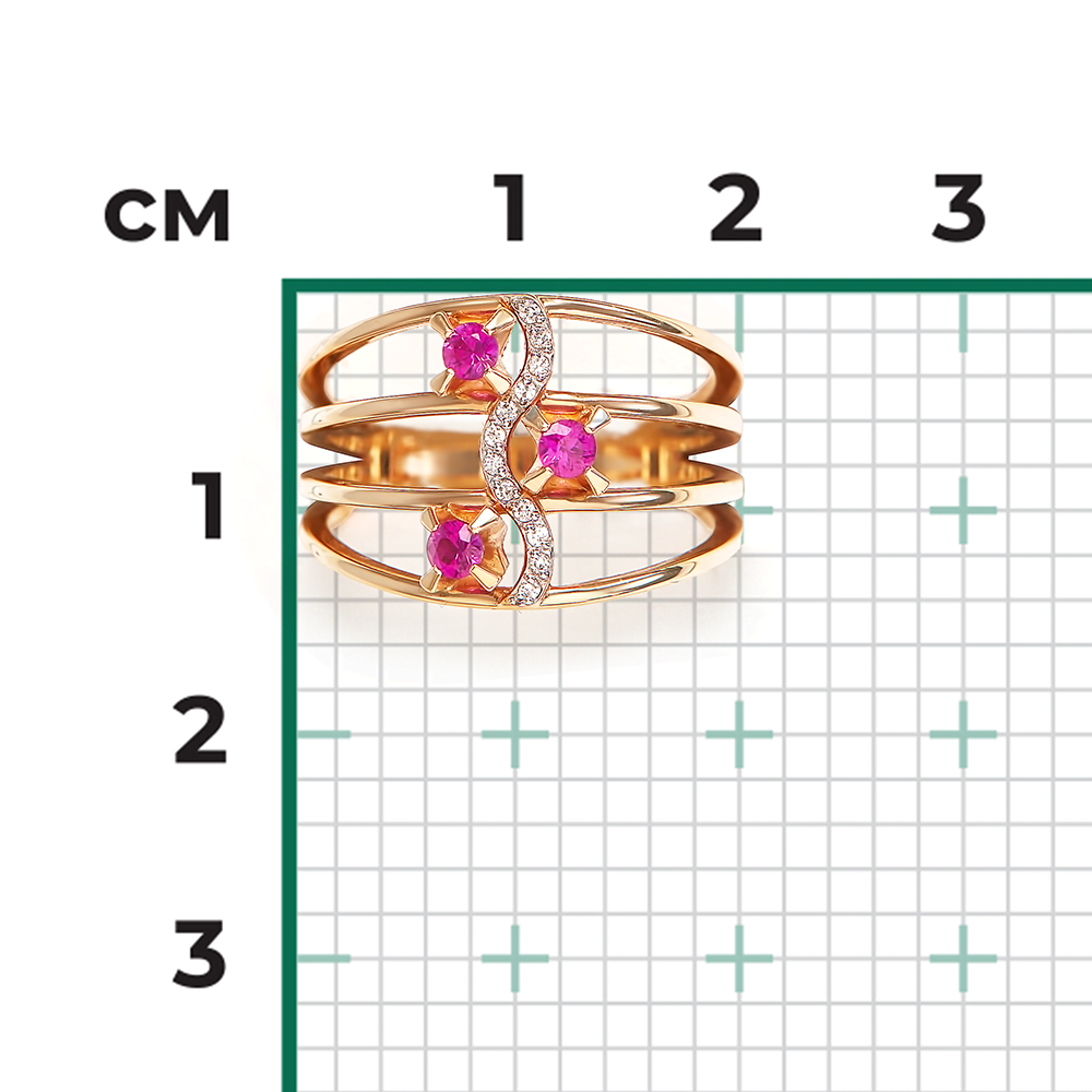 Rose gold ring with diamonds and rubies-010
