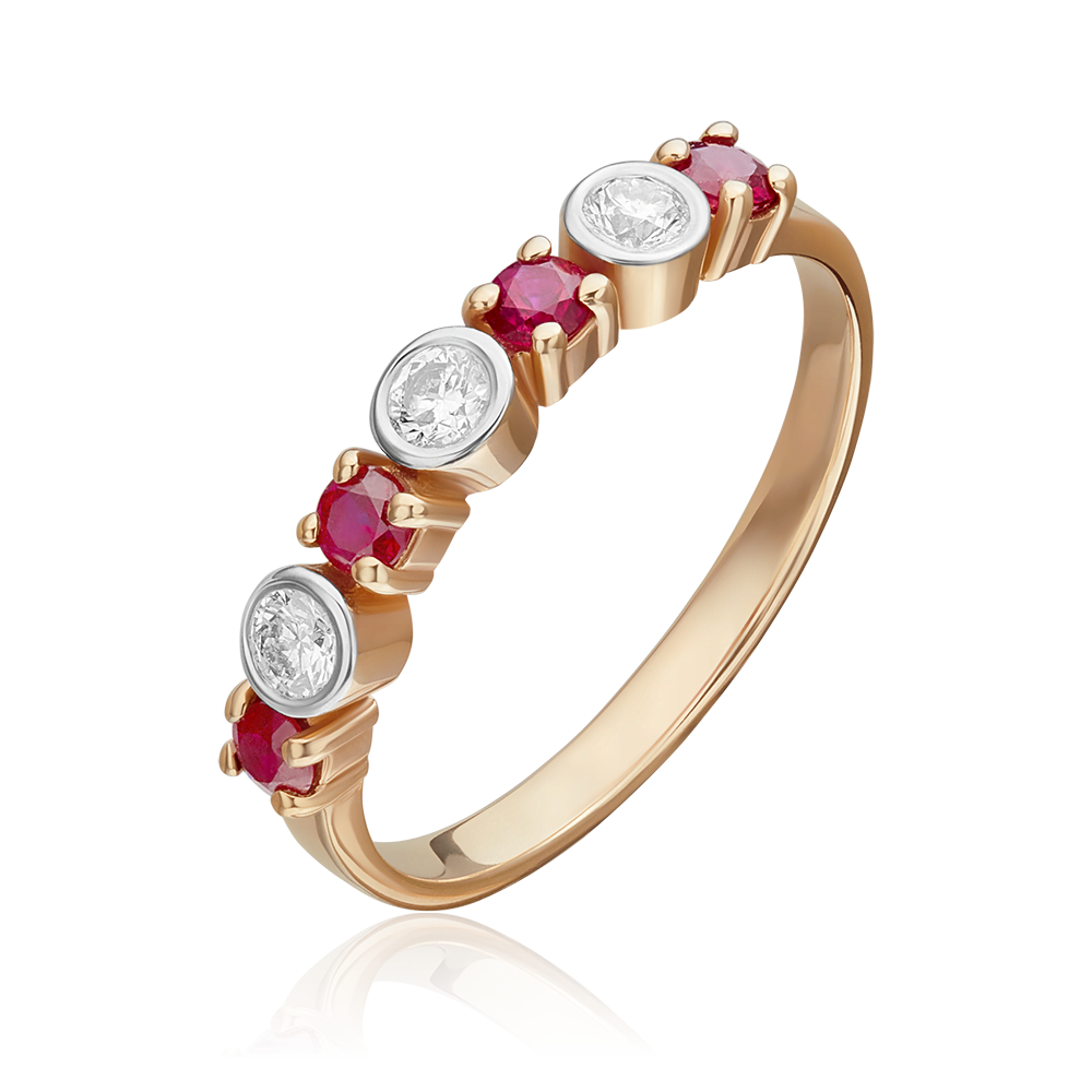 Rose gold ring with diamonds and rubies-030