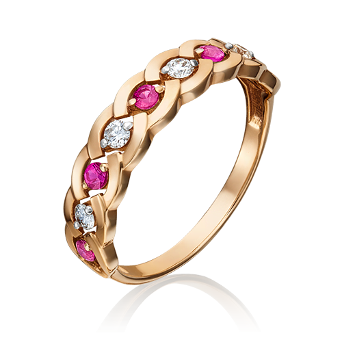 rose gold ring with diamonds and rubies-020