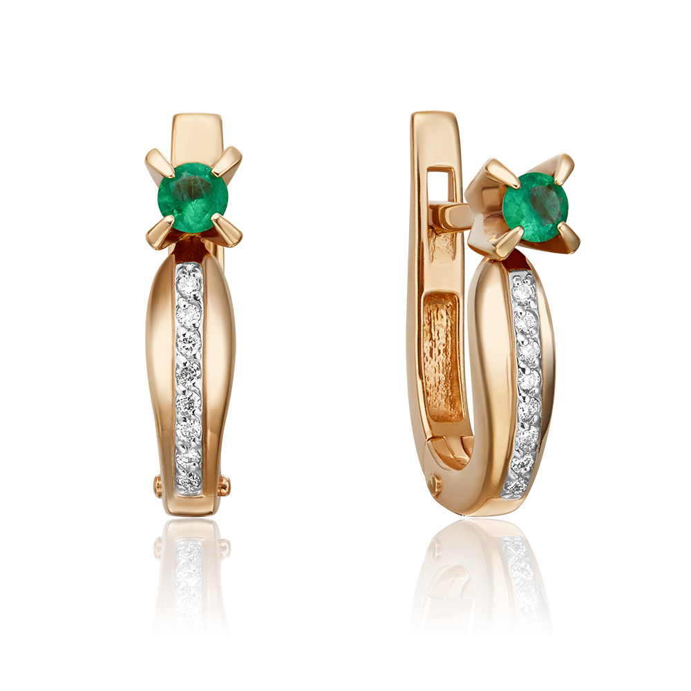 English lock earrings in rose gold emerald and diamonds-016