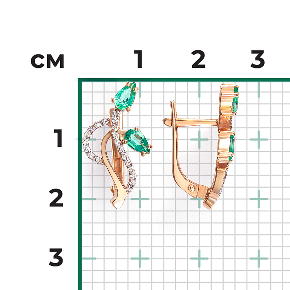 English lock earrings in rose gold with emeralds and diamonds-034