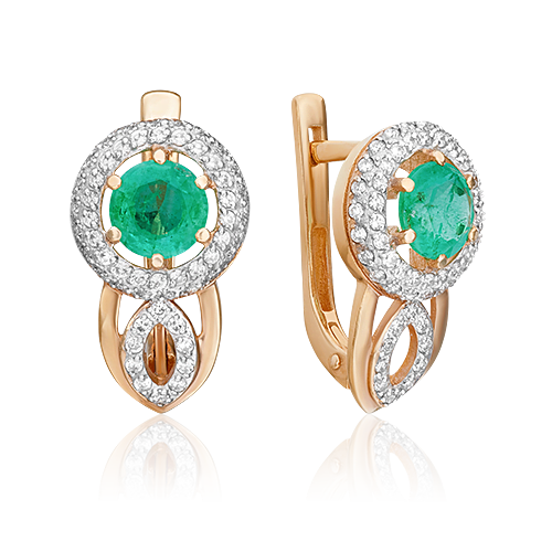 Rose gold clasp earrings with emerald and diamonds-013