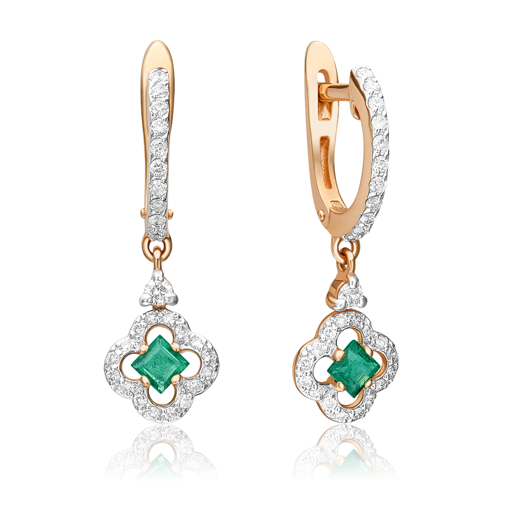 English lock earrings in rose gold emerald and diamonds-045