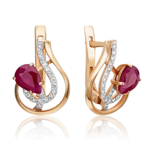 English lock earrings in red gold with emeralds and diamonds-039