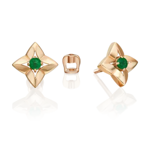 Rose gold stud earrings with emerald-006