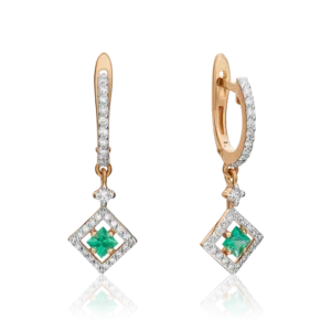 English lock earrings in rose gold emeralds-021