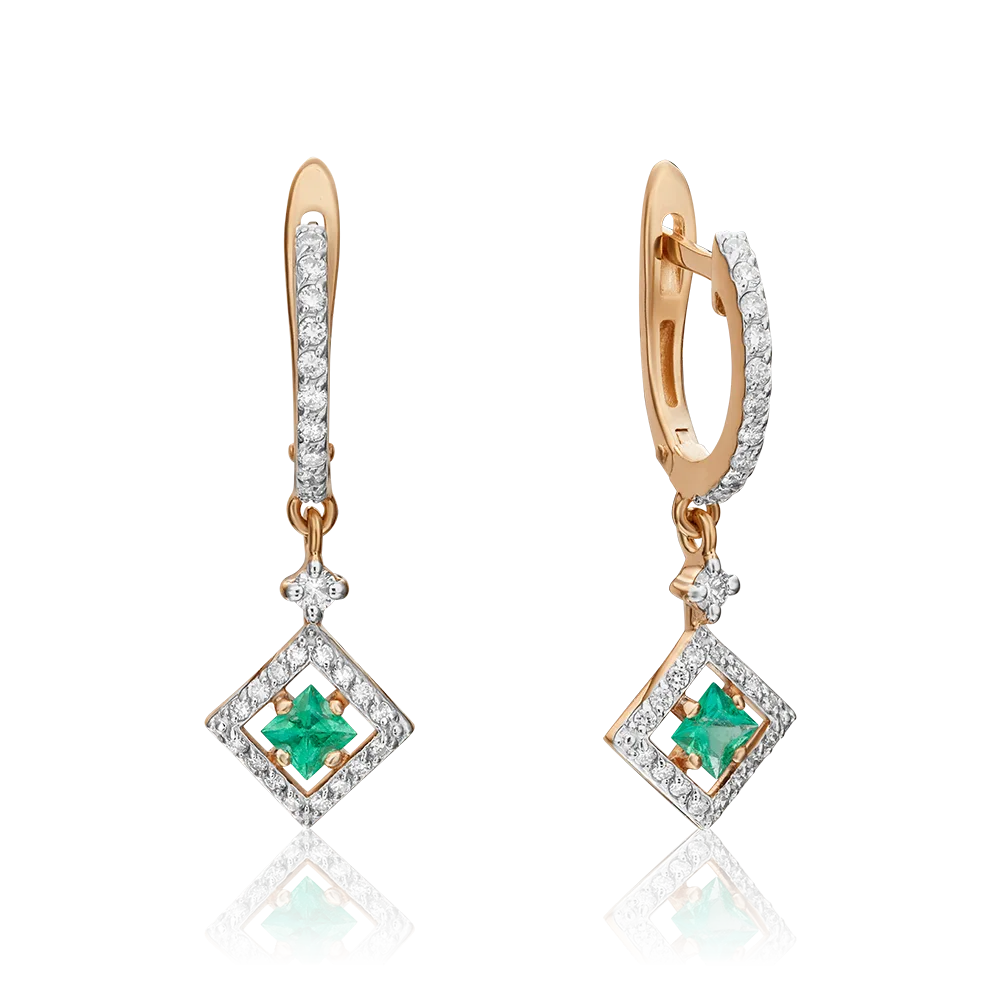 English lock earrings in rose gold emeralds-021