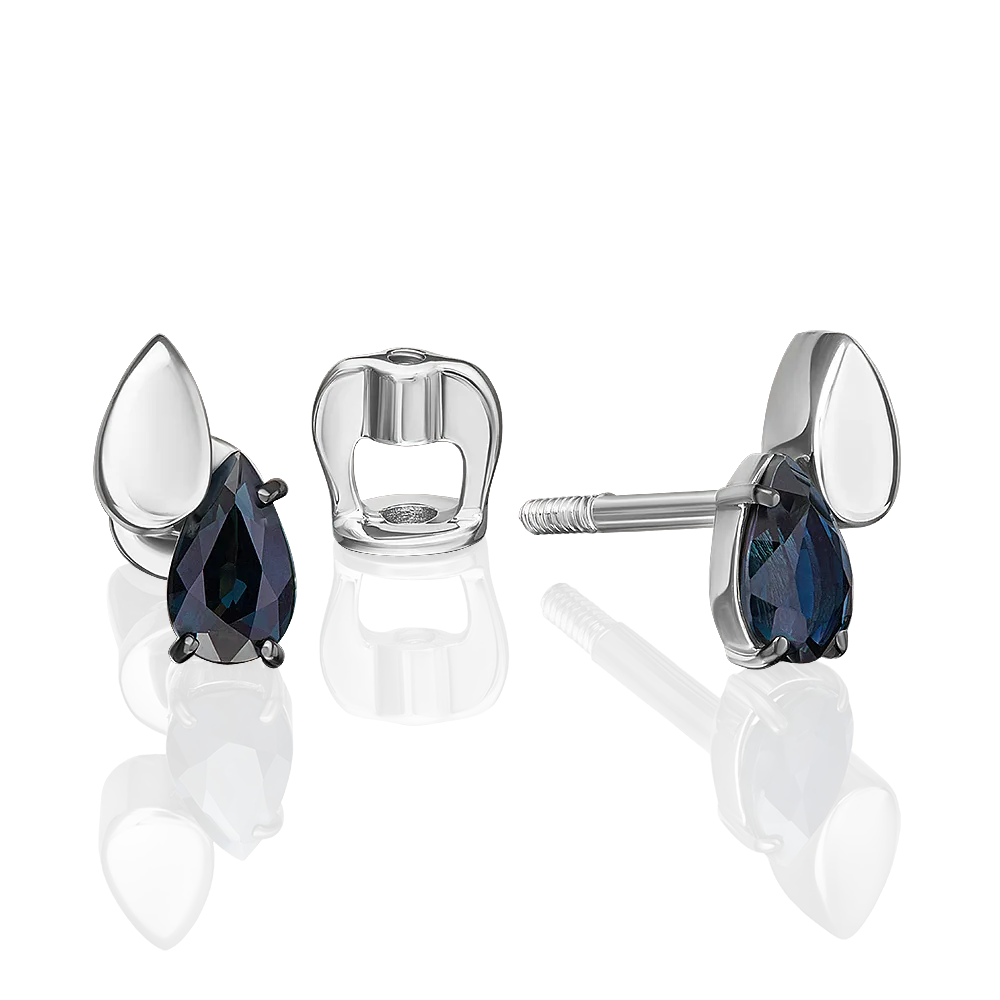 Sapphire (natural) treated: quantity – 2 pcs, cut – Pear, total weight – 0.50 ct, color – 2, clarity – 2-011
