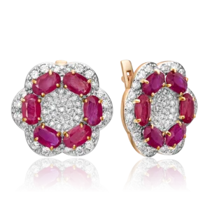 English Lock earrings in rose gold with rubies and diamonds-022