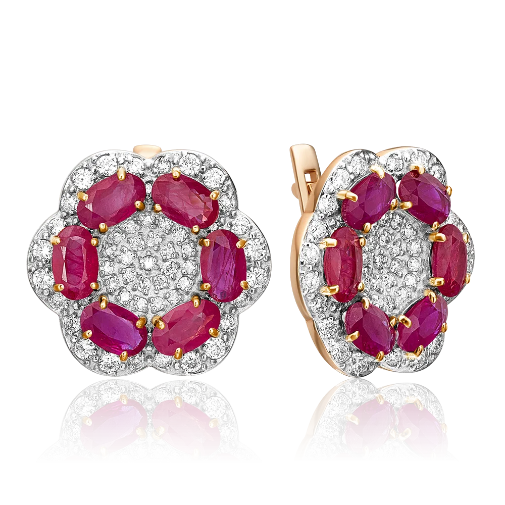 English Lock earrings in rose gold with rubies and diamonds-022