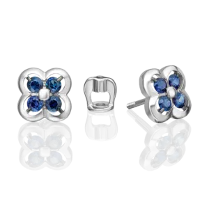 Stud earrings in white gold with sapphires-019