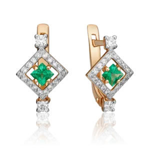 English lock earrings in red gold emerald and diamonds-025