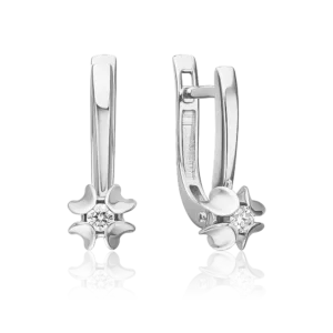 White Gold Diamond English Lock Earrings-027