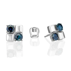Stud Earrings in White Gold with Sapphires-038