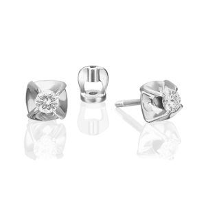 Stud Earrings in white gold with a diamond-035