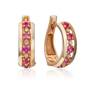 English Lock Earrings in Rose Gold with Rubies and diamonds-033