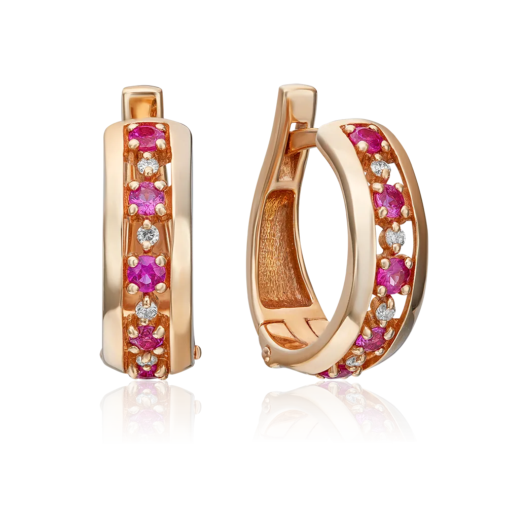 English Lock Earrings in Rose Gold with Rubies and diamonds-033