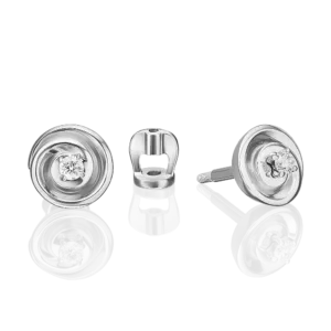 Stud Earrings in white gold with a diamond-056