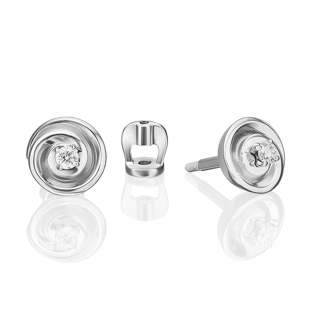 Stud Earrings in white gold with a diamond-056